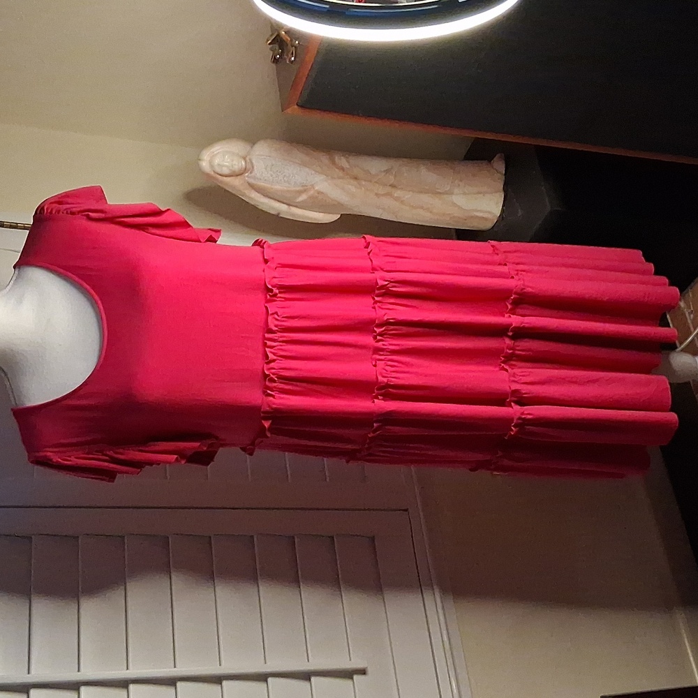 🌸👗Zenana Hot Pink Poly/Rayon/SpandexTiered Tunic Dress Size XL